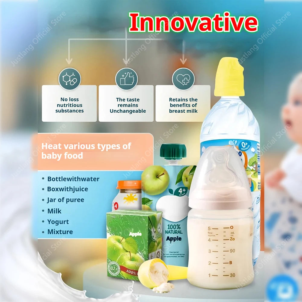 JUSTLANG Smart Voice Control Baby Bottle Warmer 7 Heat Level 8000mAh Multifunction Breast Milk Warmer Accurate Temperature