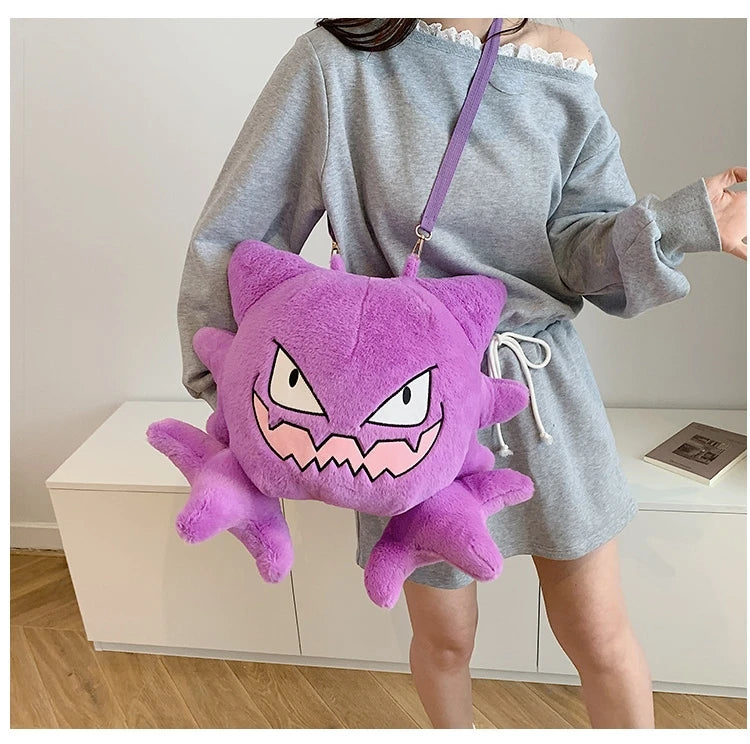 Japanese Style Plush Shoulder Bag Raichu Pikachu Eevee Psyduck Gengar Design Crossbody Backpack for Student Daily Outfit Gift
