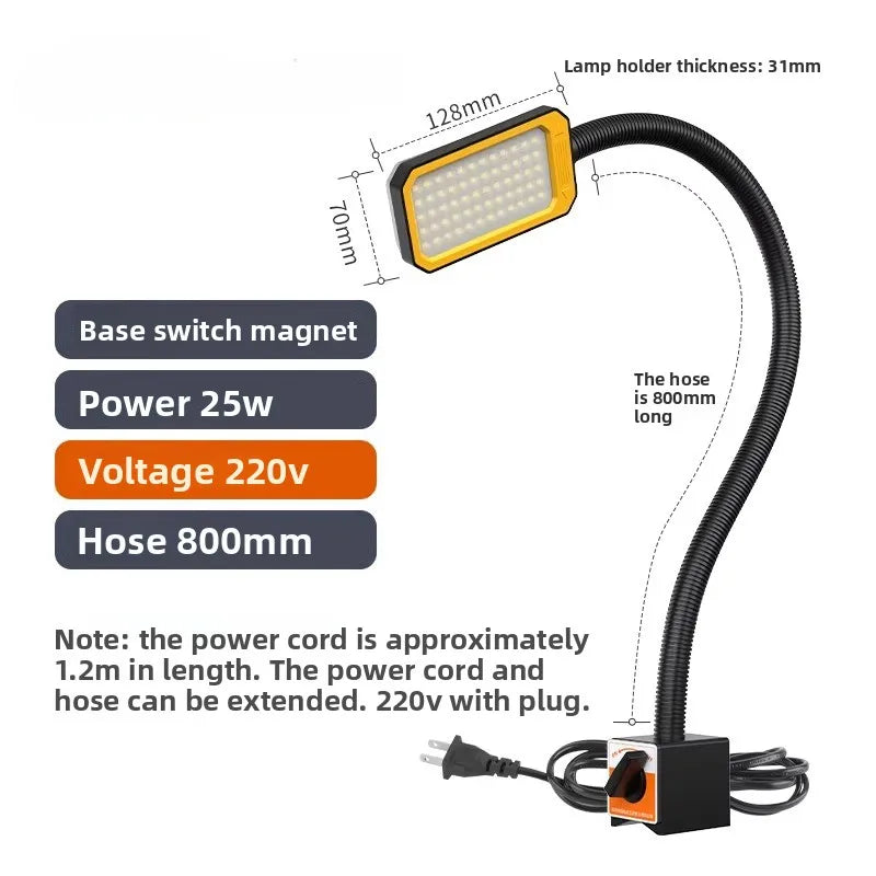 18W/25W LED Machine Tool Work Light With Strong Magnetic Extended 50-80cm flexiable Hose 24V/220V Lathe Punch MachineTable Lamp