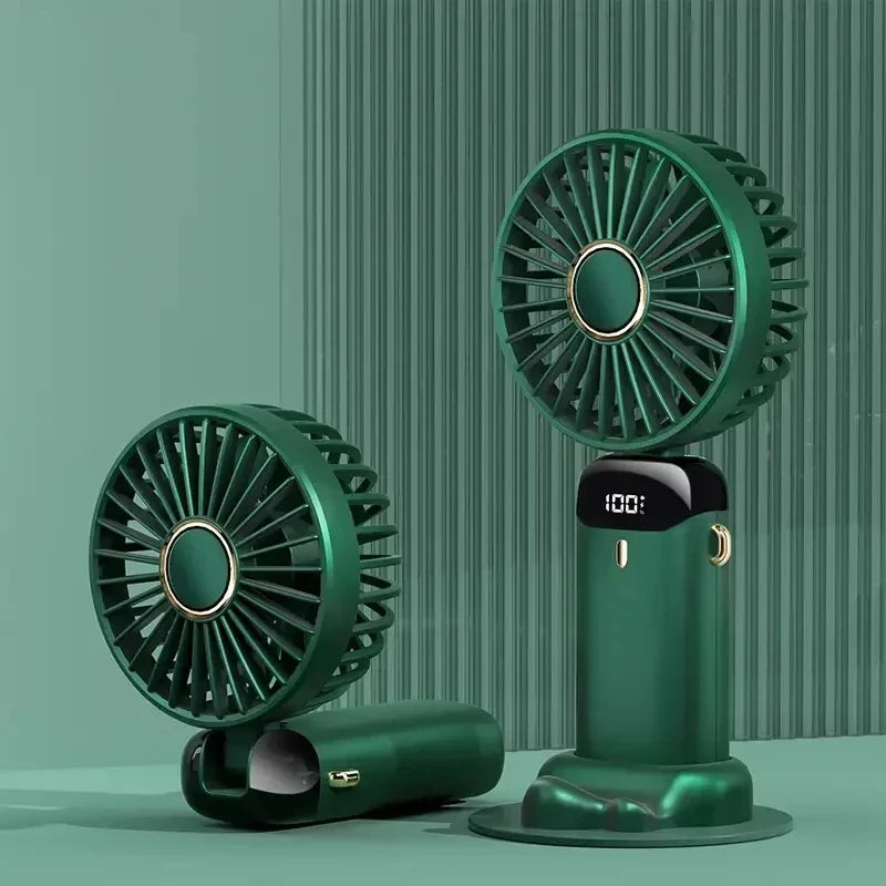 5-Speed Portable Handheld Mini Fan Foldable Neck Hanging Fans USB Rechargeable Fan with Phone Stand and Display Screen fan