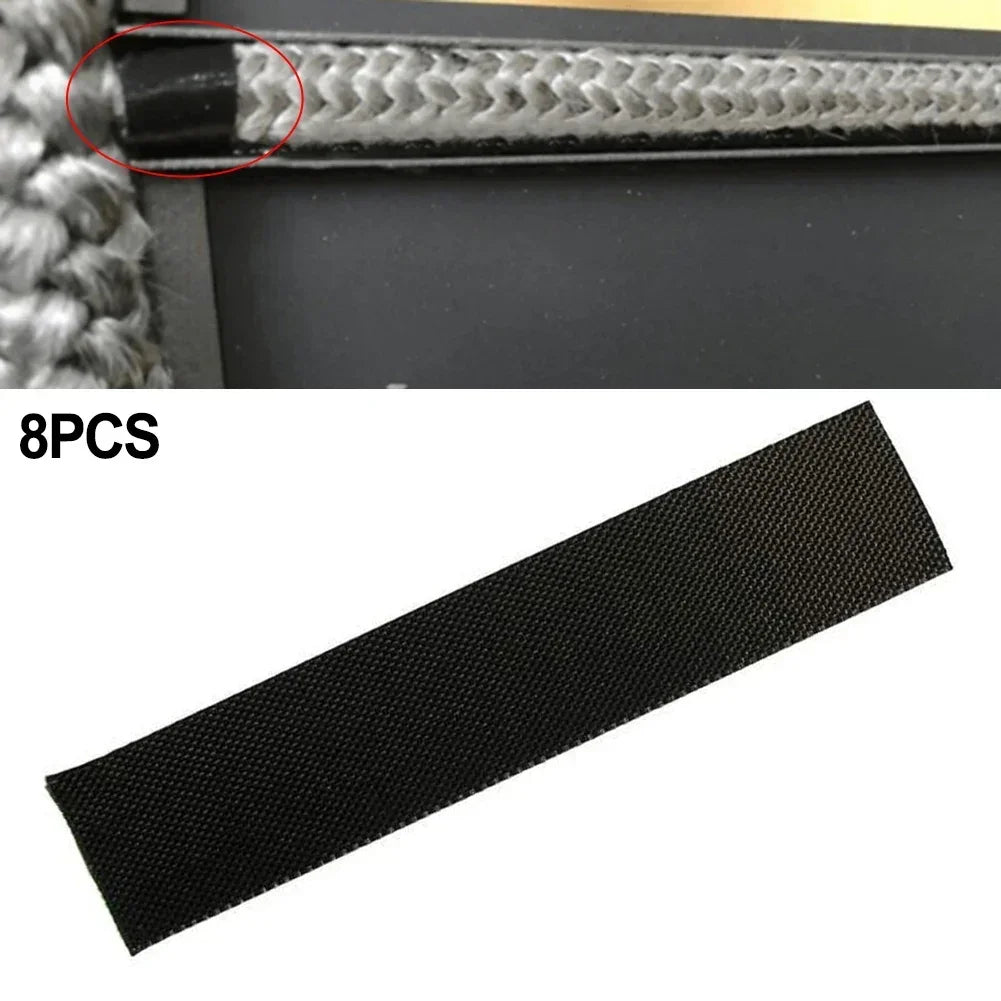 8pc Self-Adhesive Fireplace End Tape Glass Fabric Black Tape Sealing Cord End 10*2.5cm High Temperature Resistance Stoves Parts