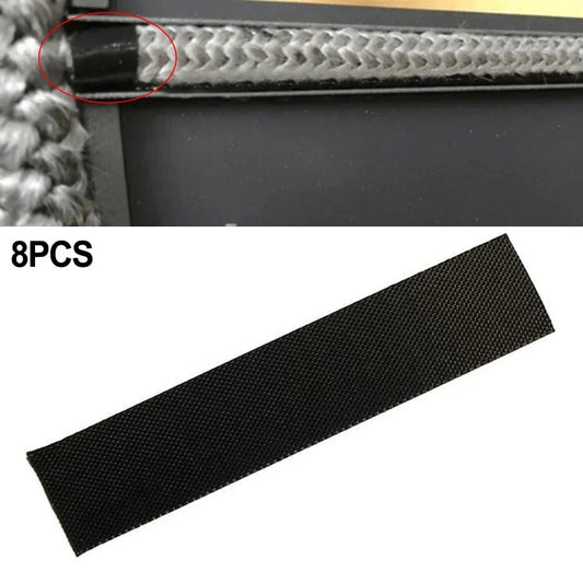 8pc Self-Adhesive Fireplace End Tape Glass Fabric Black Tape Sealing Cord End 10*2.5cm High Temperature Resistance Stoves Parts