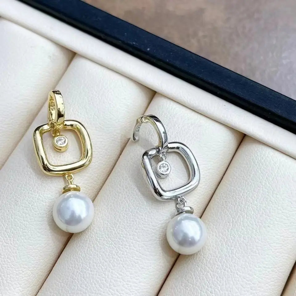 MeiBaPJ 8-9mm Natural Round Pearls Fashion Jewelry Set DIY 925 Silver Pendant Earrings Ring Fine Wedding Jewelry for Women