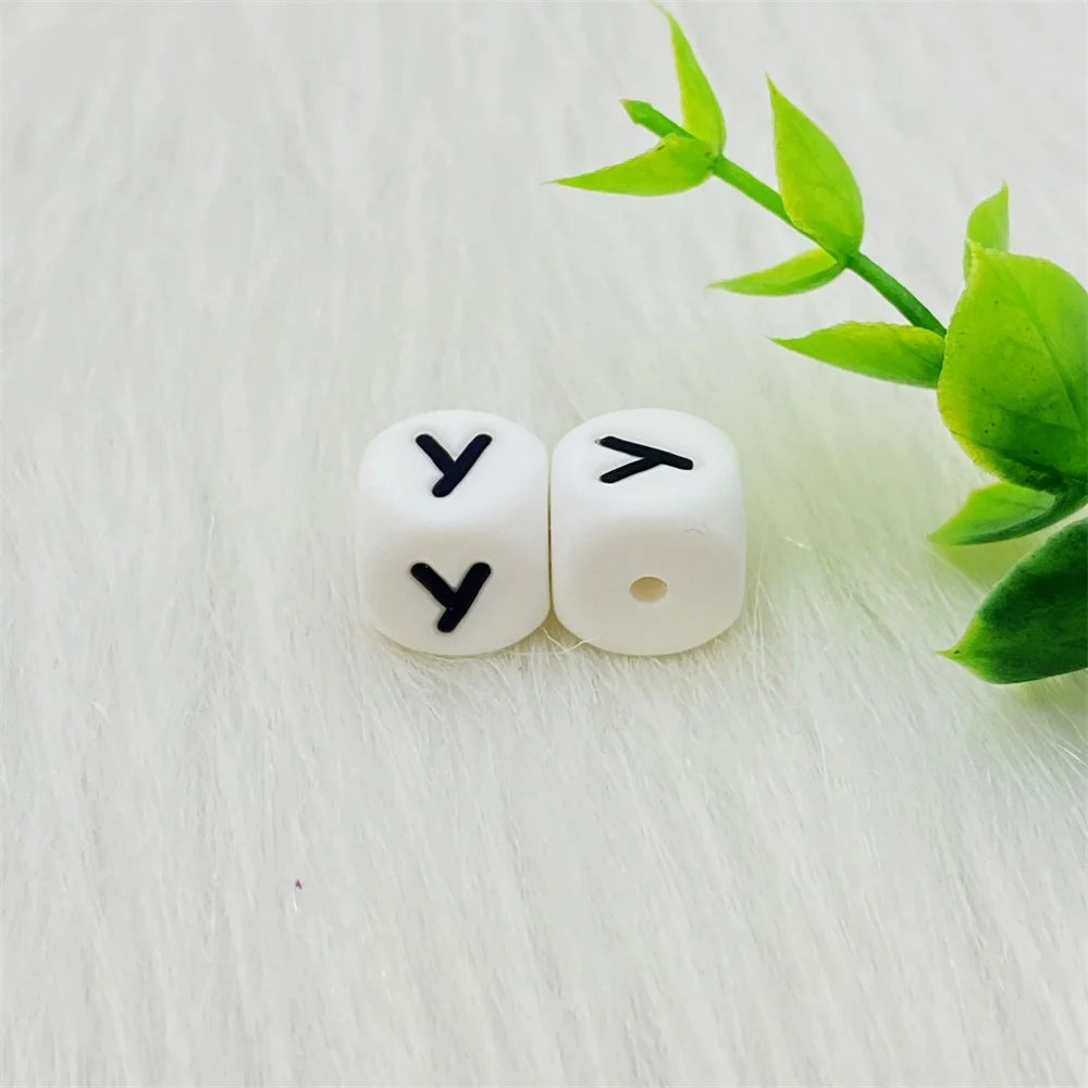 Lcmombay 12mm 200PC Letter Silicone Beads English Alphabe Beads Food Grade Silicone Chewing Beads DIY Baby Teething Toys Pendant