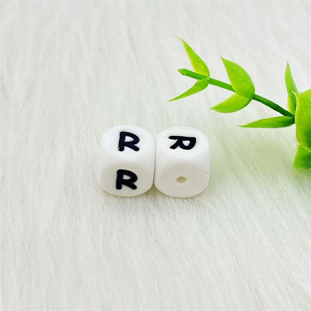 Lcmombay 12mm 200PC Letter Silicone Beads English Alphabe Beads Food Grade Silicone Chewing Beads DIY Baby Teething Toys Pendant