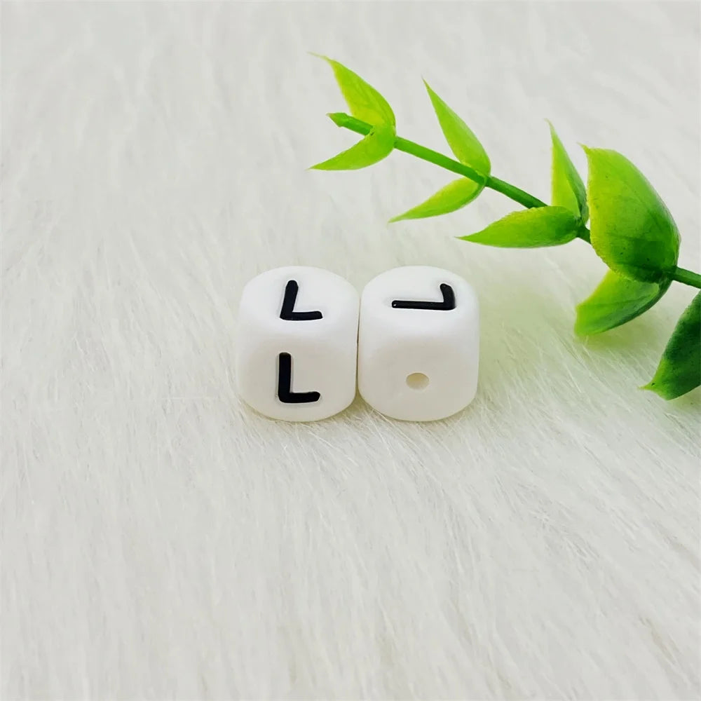 Lcmombay 12mm 200PC Letter Silicone Beads English Alphabe Beads Food Grade Silicone Chewing Beads DIY Baby Teething Toys Pendant