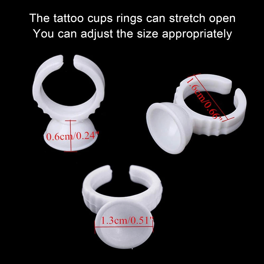 100/500/1000PCS Tattoo Rings Cups S/M/L Disposable Permanent Makeup Ring Plastic Tattoo Ink Pigment Ring for Tattoo Accessories
