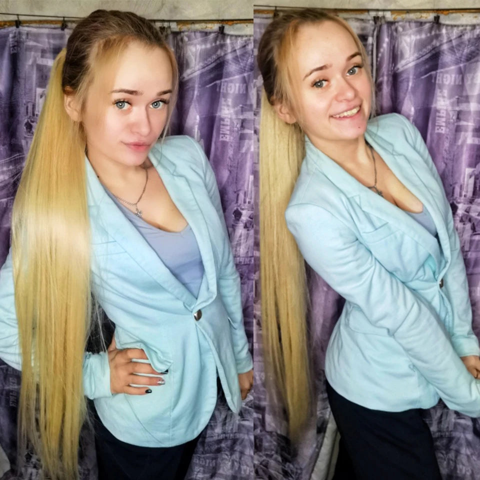 Piano Blonde Straight Hair Bundles Smooth Hair Extensions Fake Fibers Synthetic Yaki Straight Hair Weaving Full to End Free Ship