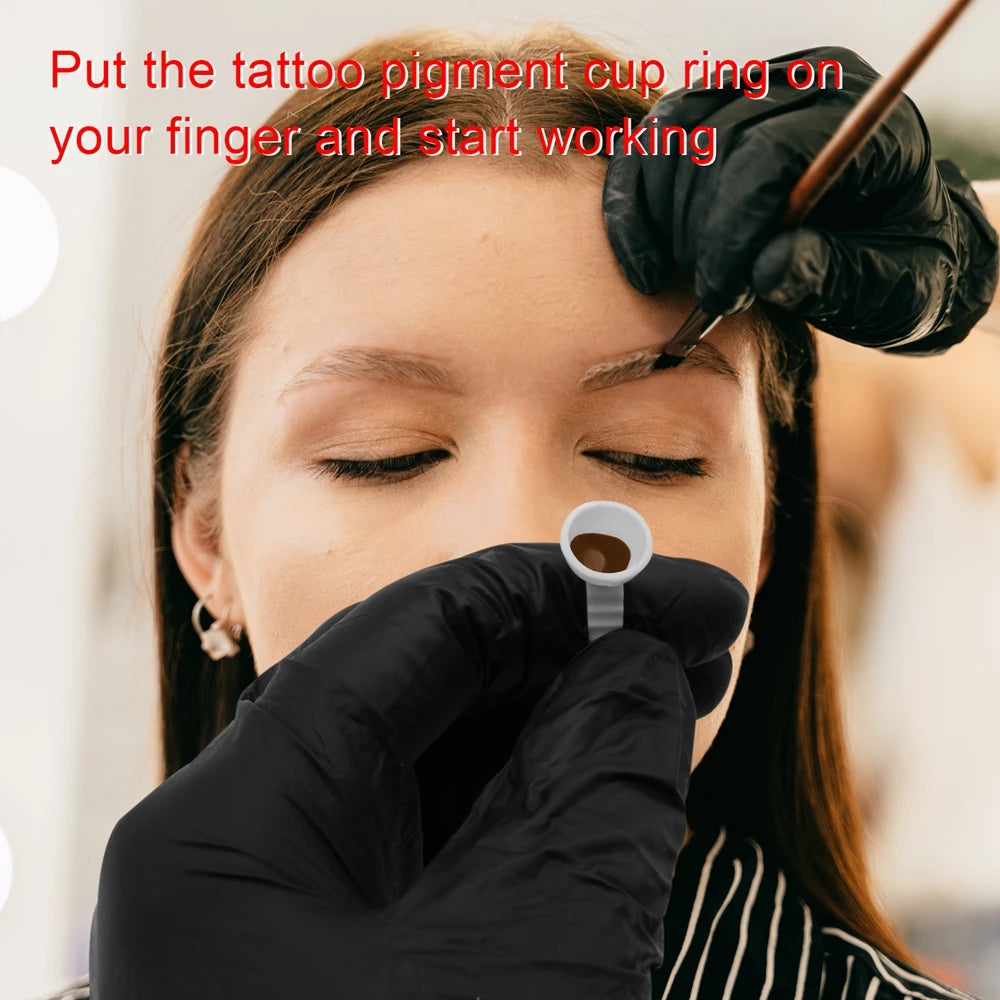 100/500/1000PCS Tattoo Rings Cups S/M/L Disposable Permanent Makeup Ring Plastic Tattoo Ink Pigment Ring for Tattoo Accessories