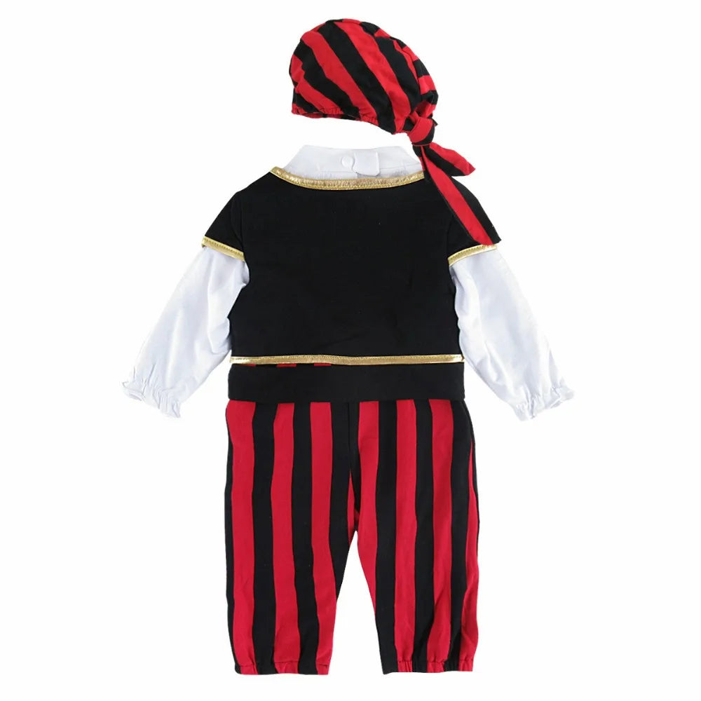 Baby Pirate Costumes Infant Carnival Purim Costume Boys Captain Cosplay Romper Halloween Outfits Fancy Clothe with Pirate Hat