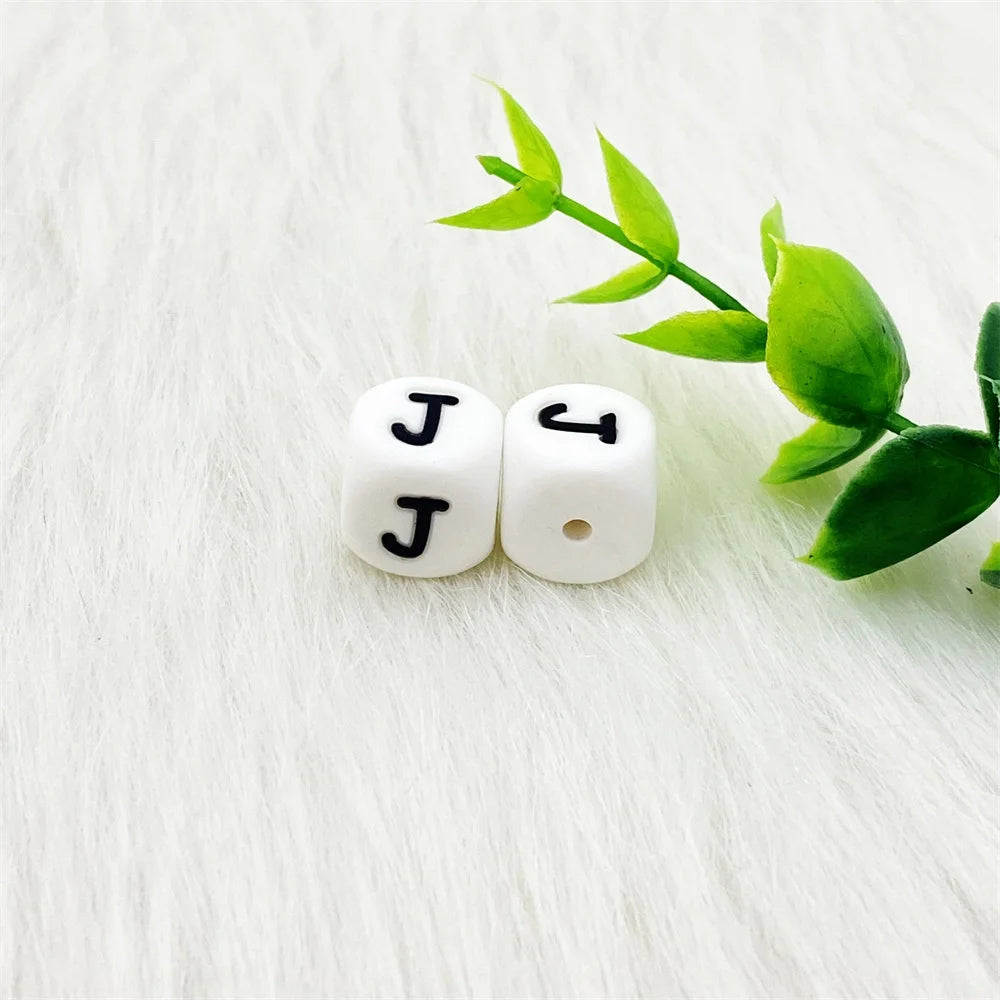 Lcmombay 12mm 200PC Letter Silicone Beads English Alphabe Beads Food Grade Silicone Chewing Beads DIY Baby Teething Toys Pendant